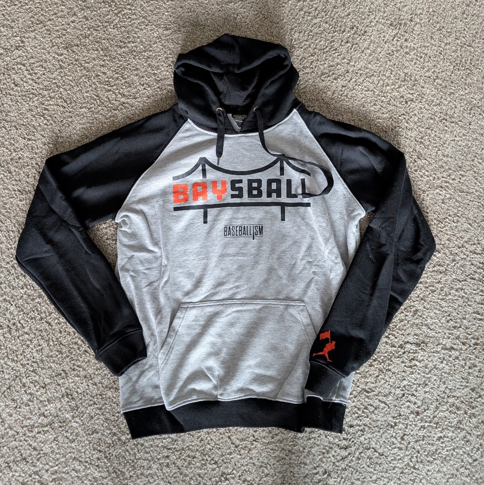 Men's Baseballism San Francisco Giants SF Black and Gray Hoodie L